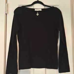 Susan Bristol Black Long Sleeve Pullover Sweater with Silver Tone Charms